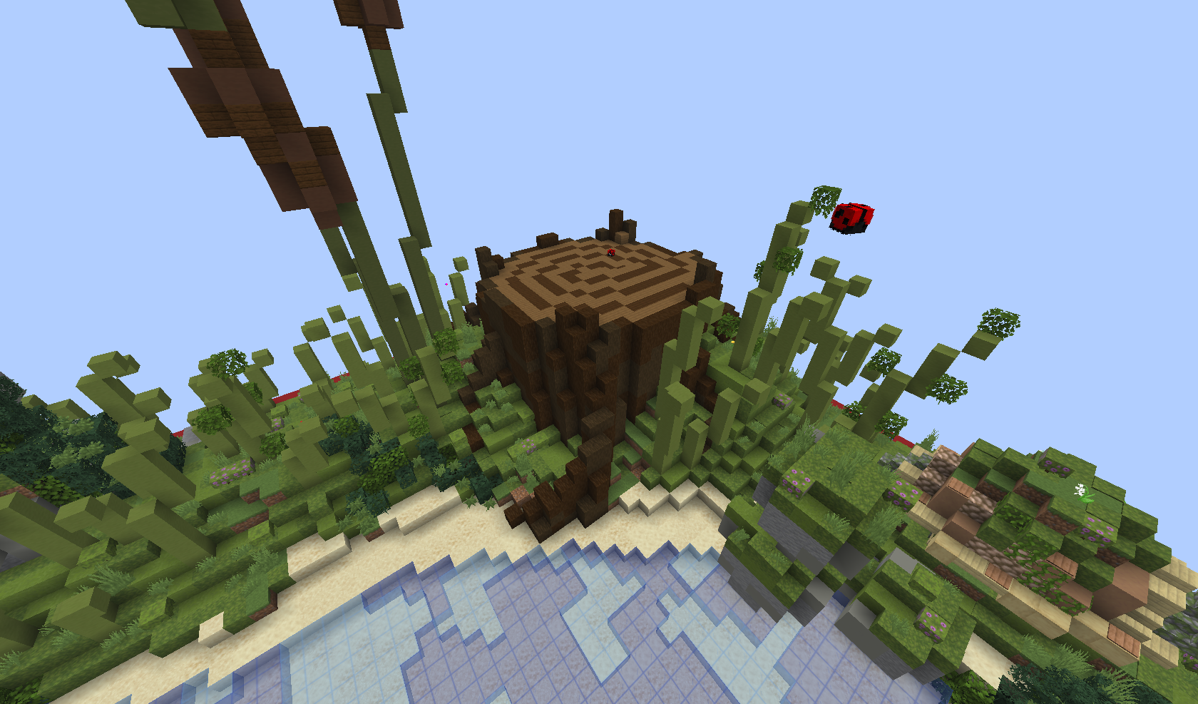 Pond Arena — tree stump seating detail